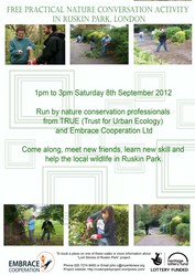 Practical nature conservation event in Ruskin Park 