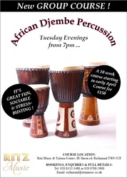 10 week djembe course 7:00 on tuesdays starting end of April