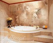 I do frescoes on the walls,  forming three-dimensional shapes on the wa