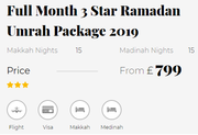 Full Month 3 Star Ramadan Umrah Package 2019