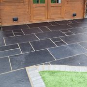 Kotah Black Sawn Edge Indian Limestone Paving Slabs